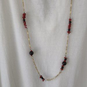Necklace-New-36"-Black/Red/Gold